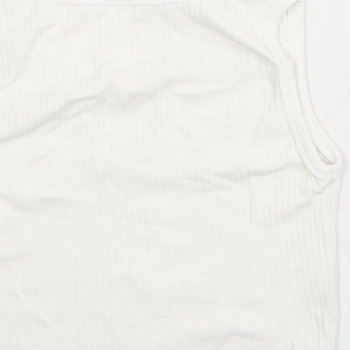Missguided Womens White Polyester Cropped Tank Size 12 V-Neck