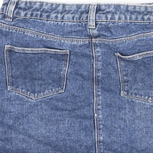 Matalan Girls Blue Cotton A-Line Skirt Size 8 Years Regular Zip - Distressed Look