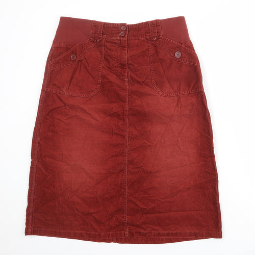 NEXT Womens Red Cotton Straight & Pencil Skirt Size 10 Zip