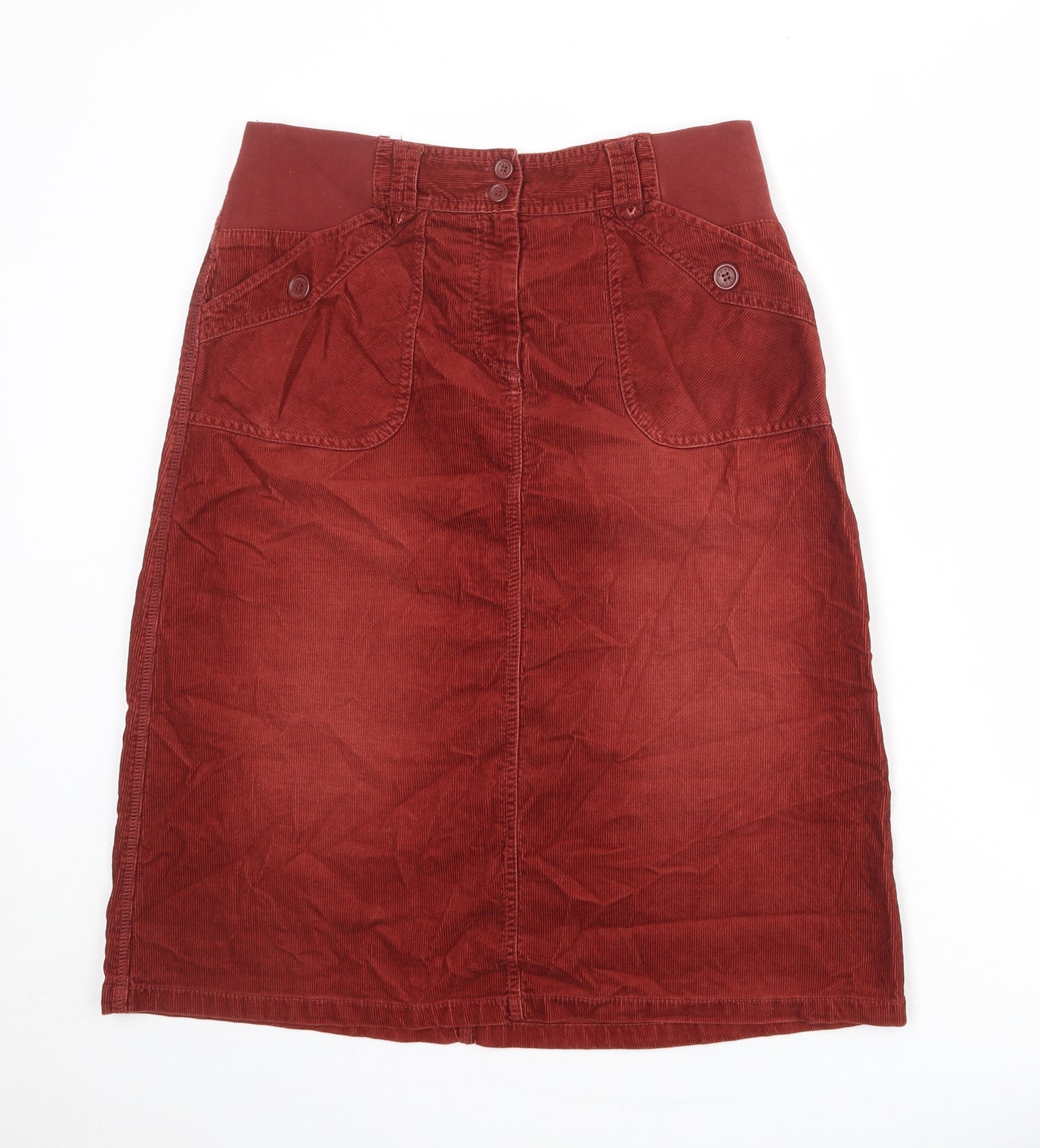 NEXT Womens Red Cotton Straight & Pencil Skirt Size 10 Zip