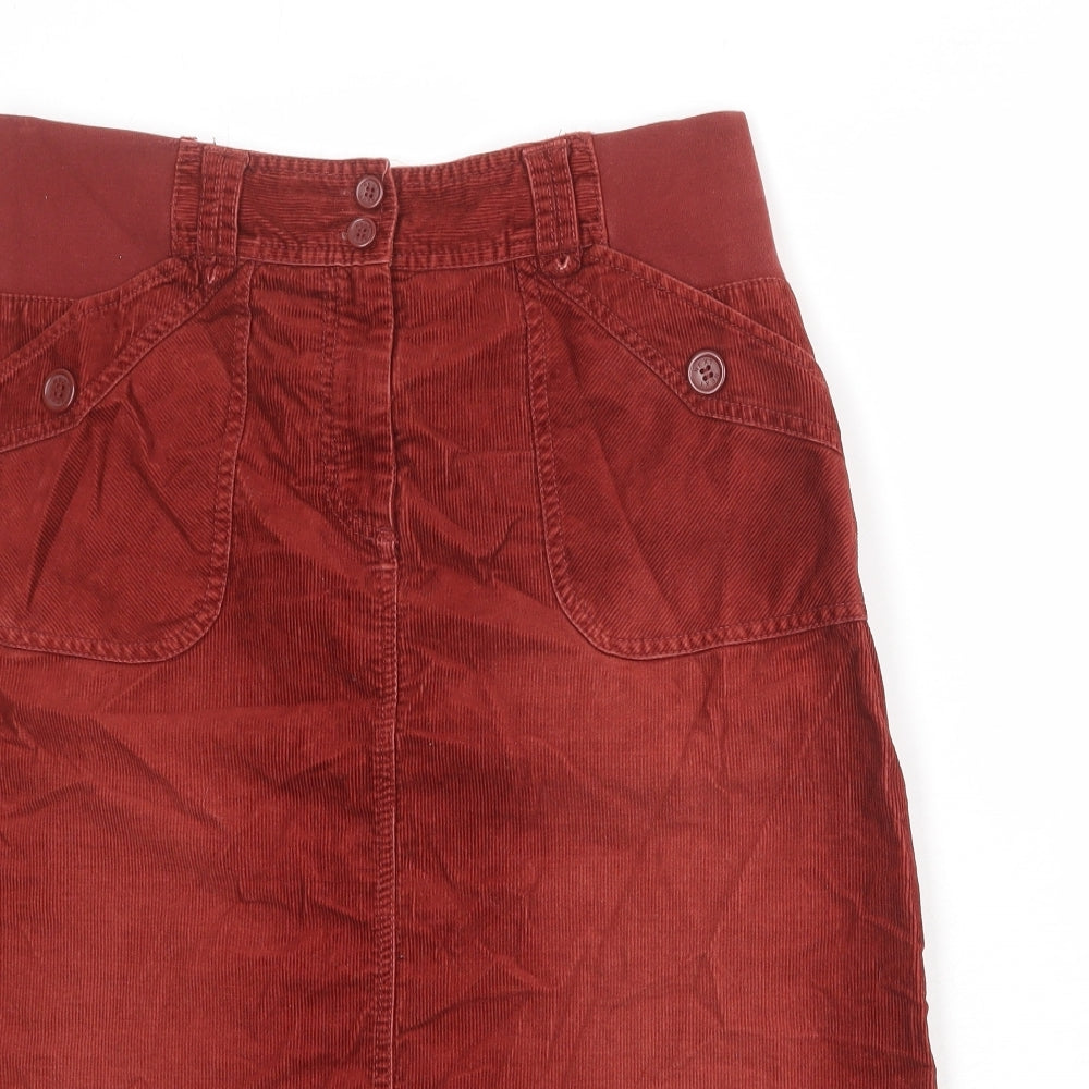 NEXT Womens Red Cotton Straight & Pencil Skirt Size 10 Zip