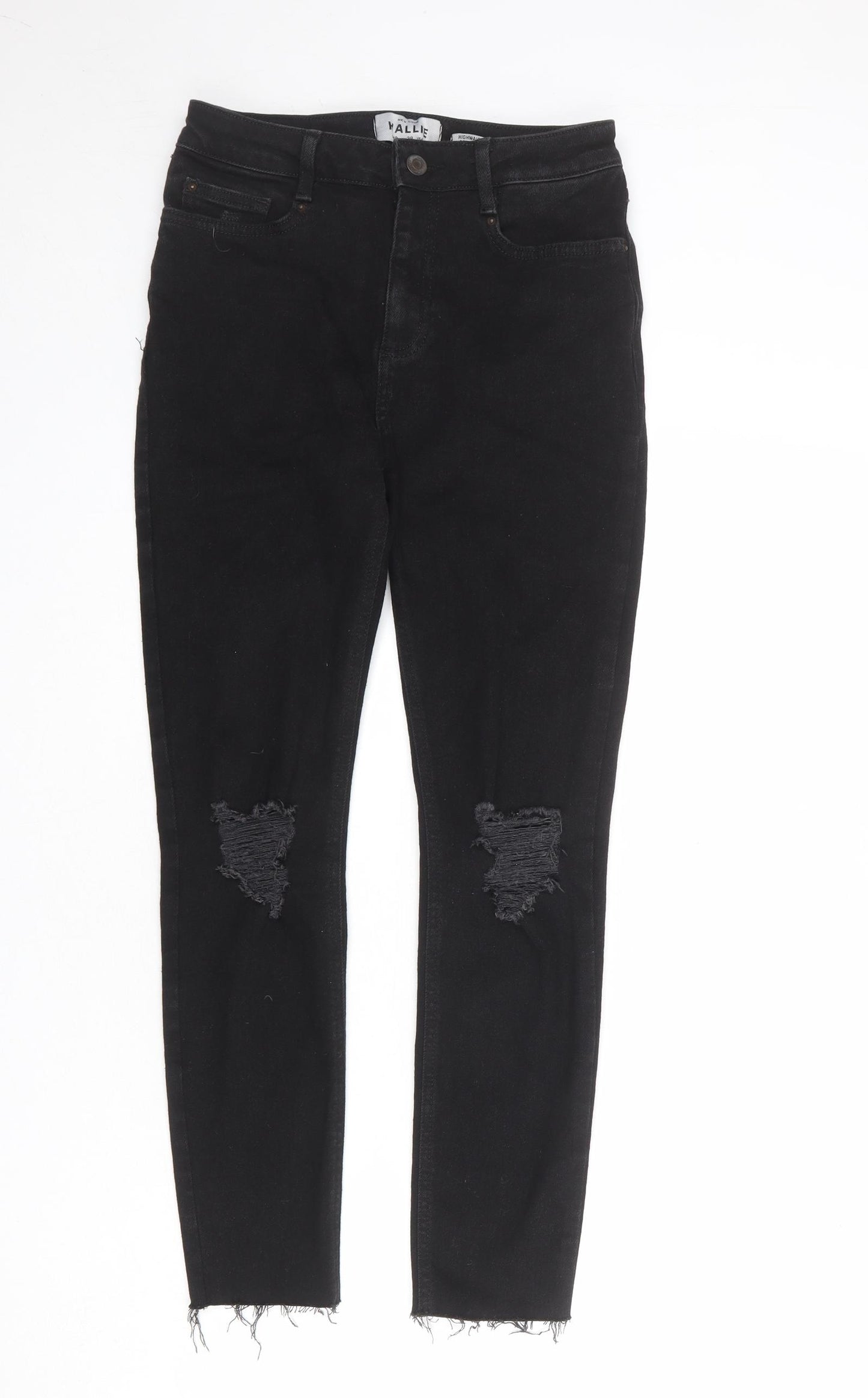New Look Womens Black Cotton Skinny Jeans Size 10 L27 in Regular Zip - Frayed Hem