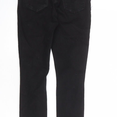 New Look Womens Black Cotton Skinny Jeans Size 10 L27 in Regular Zip - Frayed Hem