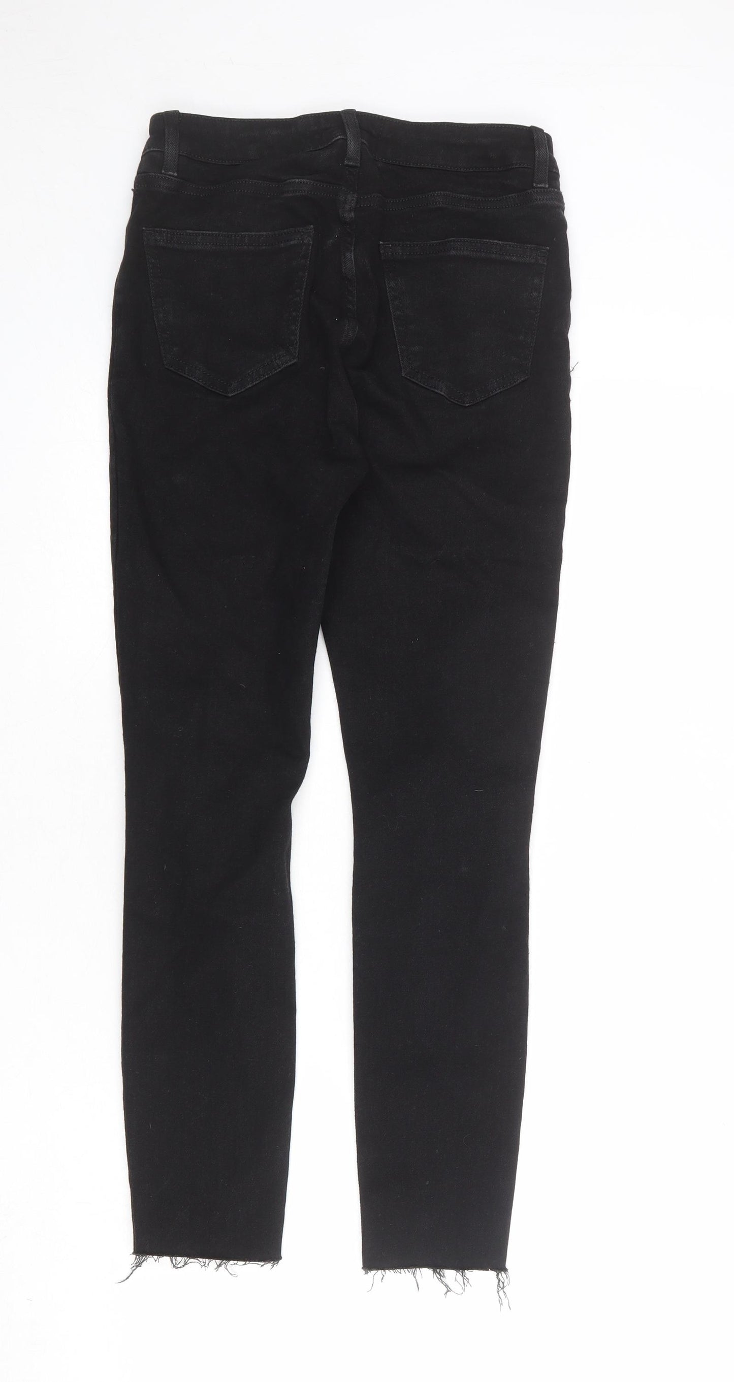 New Look Womens Black Cotton Skinny Jeans Size 10 L27 in Regular Zip - Frayed Hem