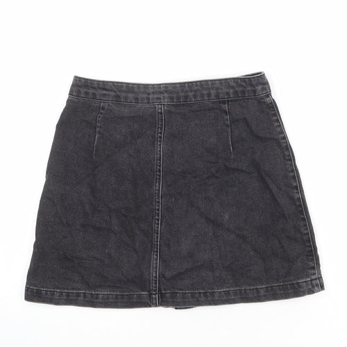 Topshop Womens Grey Cotton Mini Skirt Size 26 in Button