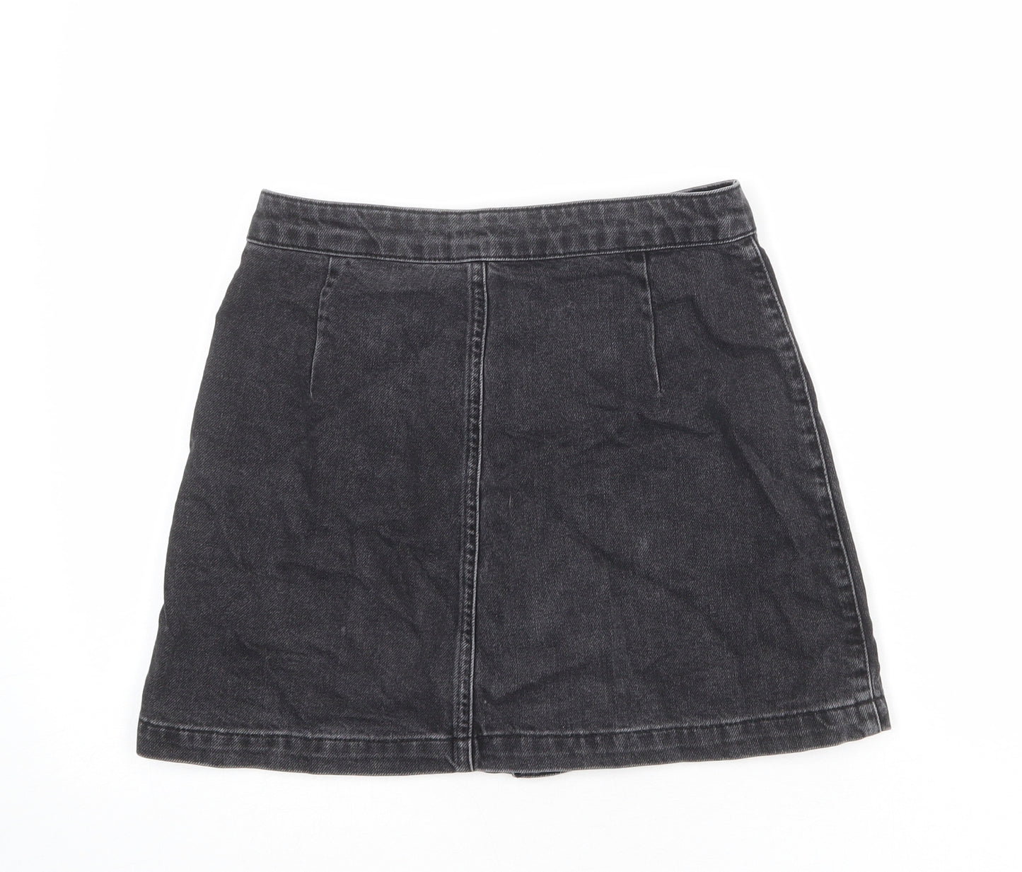 Topshop Womens Grey Cotton Mini Skirt Size 26 in Button