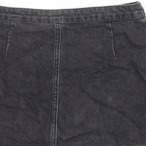Topshop Womens Grey Cotton Mini Skirt Size 26 in Button