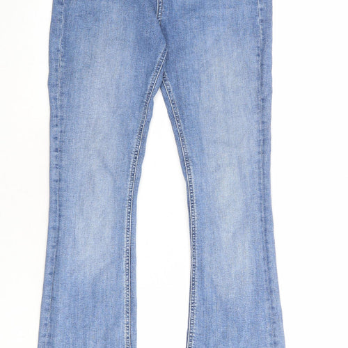 Marks and Spencer Womens Blue Cotton Bootcut Jeans Size 10 L30 in Regular Zip