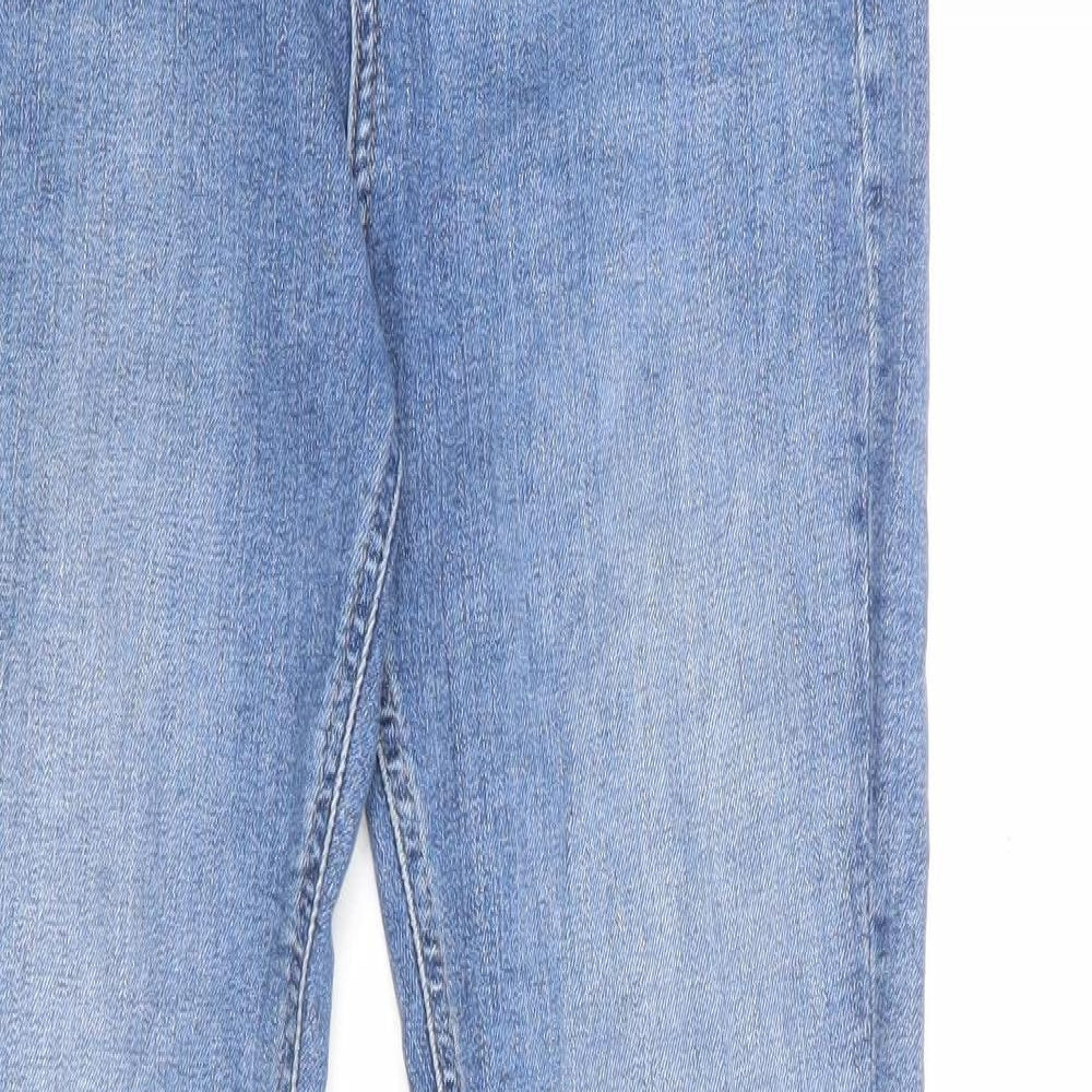 Marks and Spencer Womens Blue Cotton Bootcut Jeans Size 10 L30 in Regular Zip