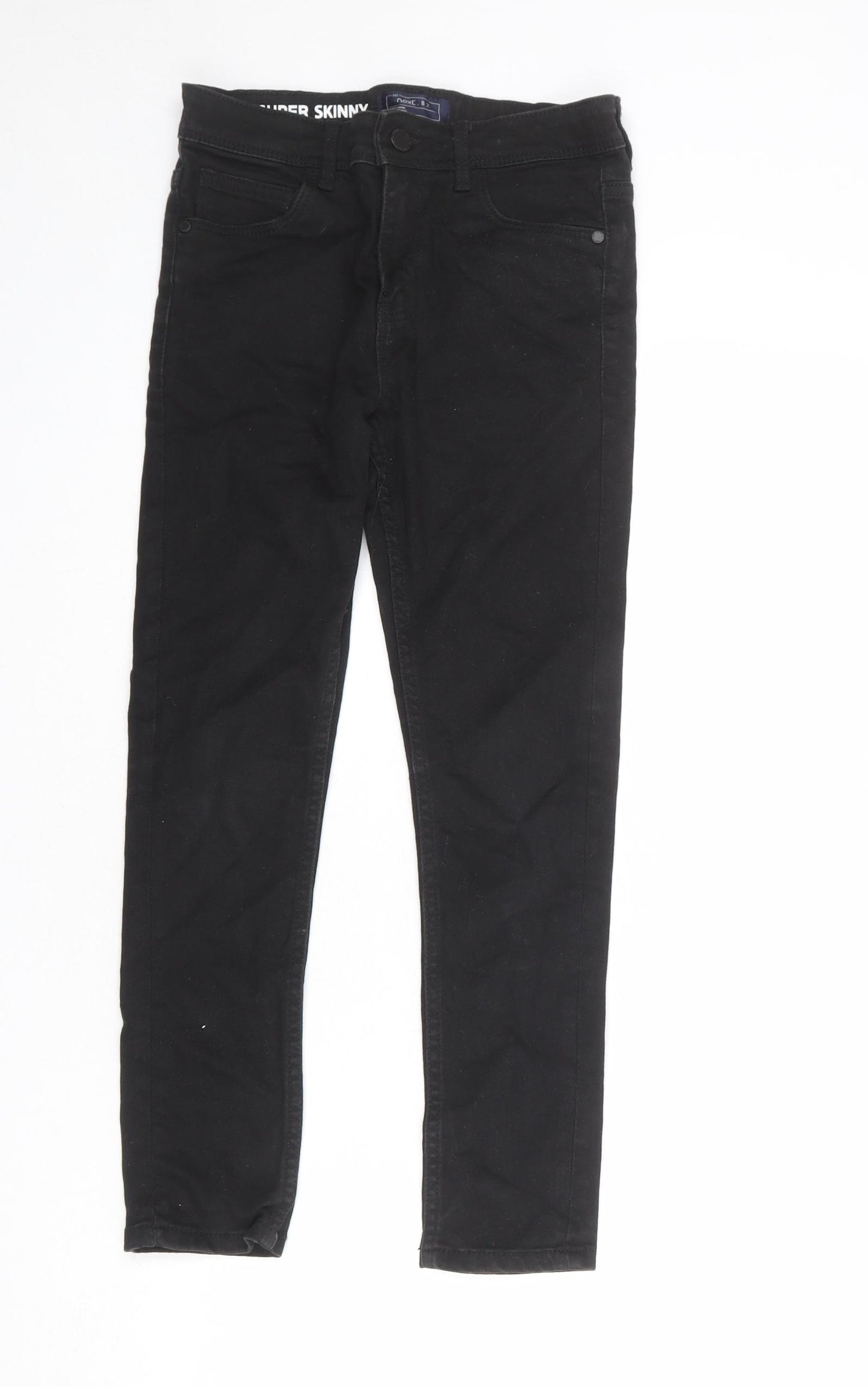 NEXT Boys Black Cotton Skinny Jeans Size 10 Years L24 in Regular Zip