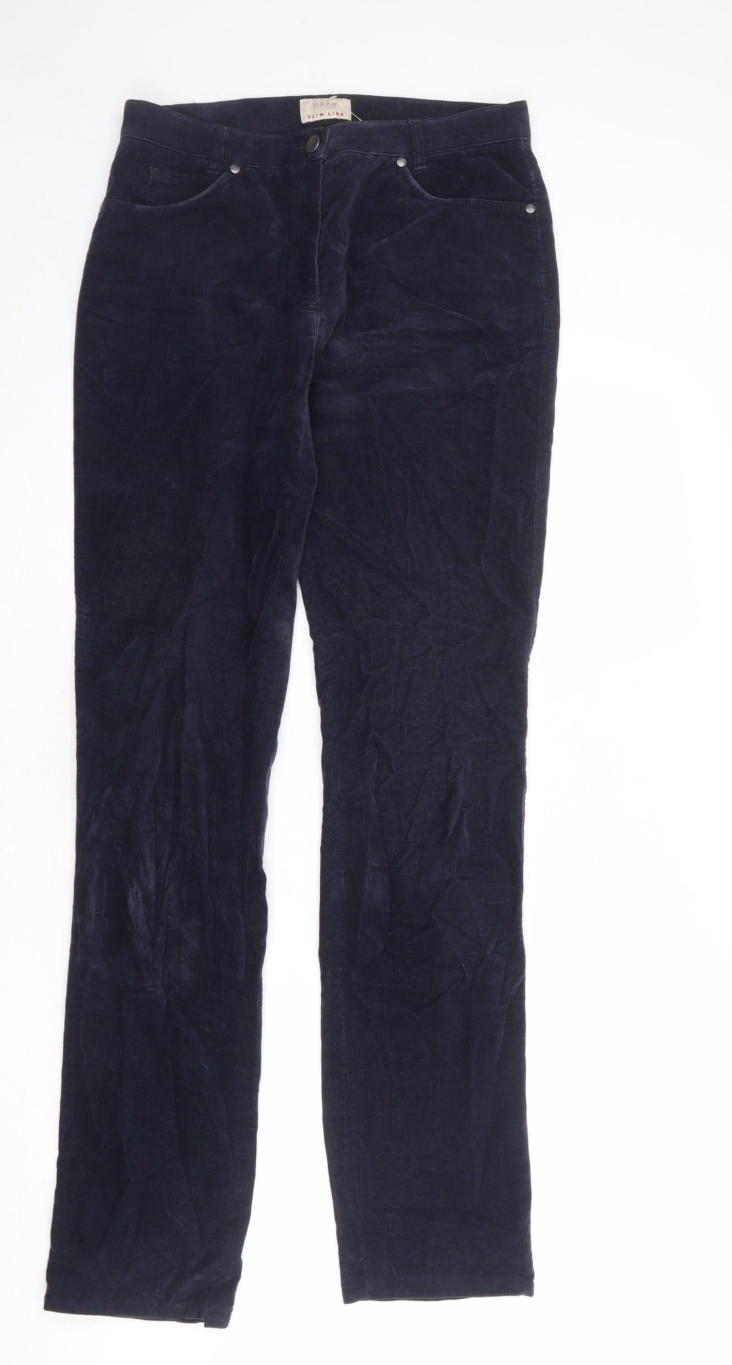 BRAX Mens Blue Cotton Trousers Size 32 in L34 in Regular Zip