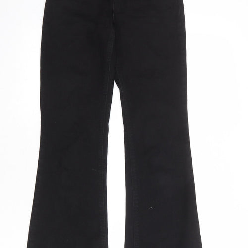 Pull&Bear Womens Black Cotton Flared Jeans Size 6 L31 in Regular Zip