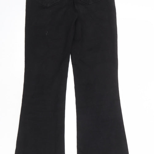 Pull&Bear Womens Black Cotton Flared Jeans Size 6 L31 in Regular Zip