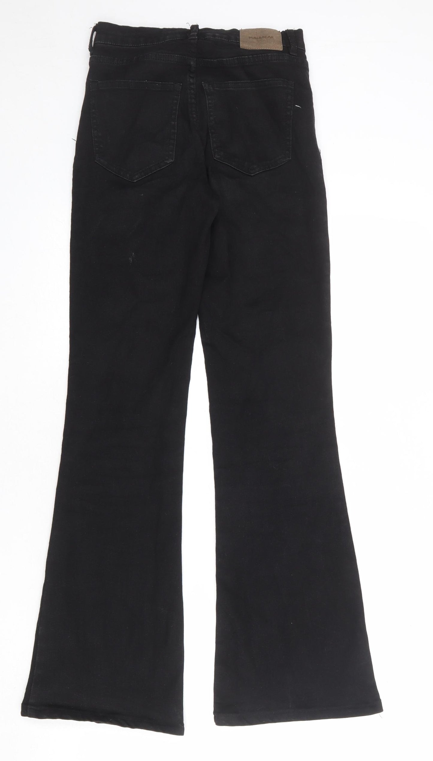 Pull&Bear Womens Black Cotton Flared Jeans Size 6 L31 in Regular Zip