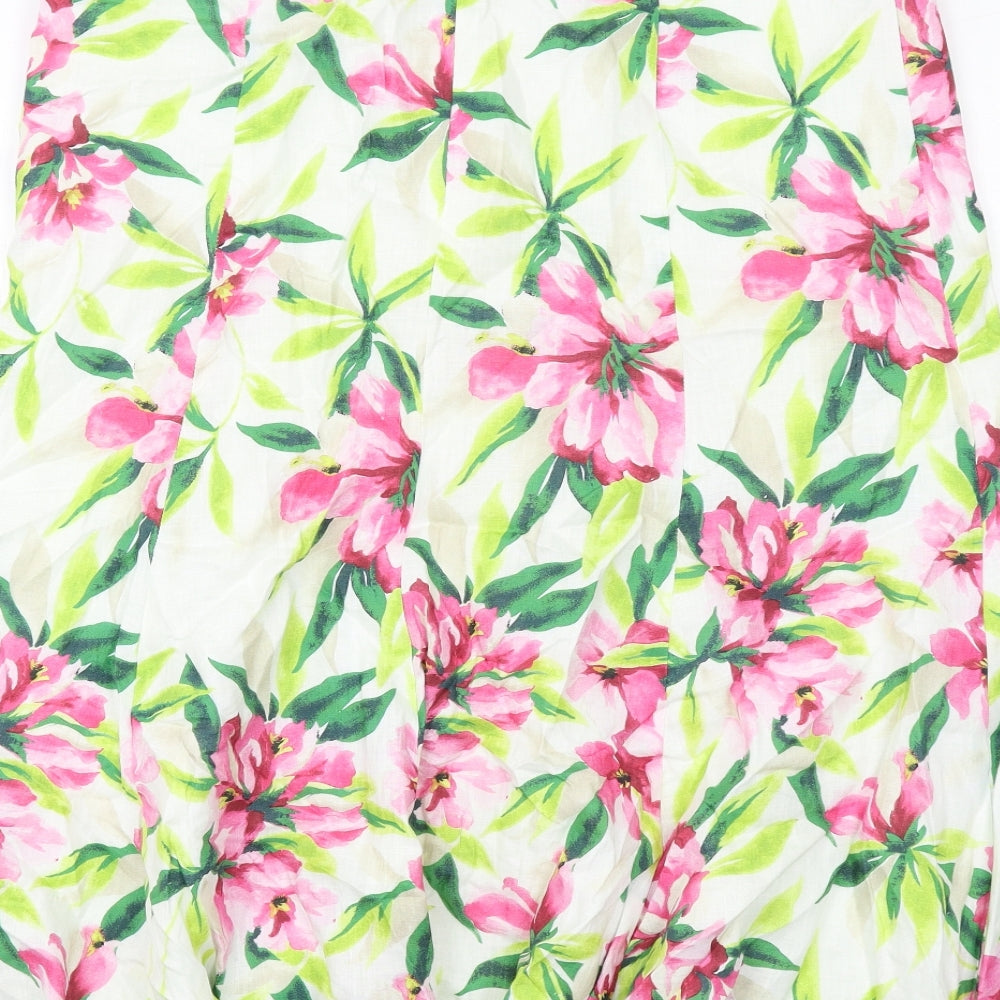 Viyella Womens Multicoloured Floral Linen Swing Skirt Size 12 Zip
