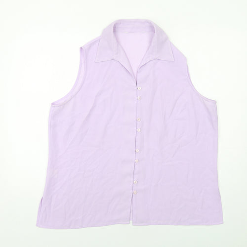 Isabelle Womens Purple Polyester Basic Button-Up Size 2XS Collared