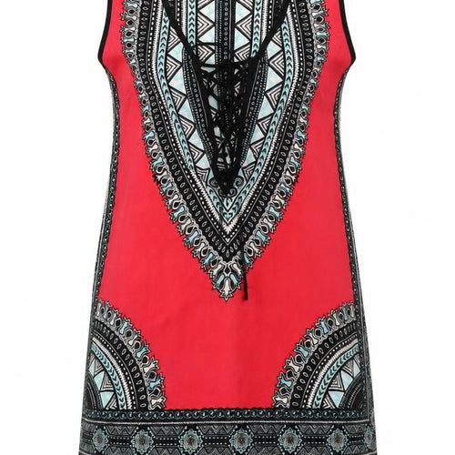 Band of Gypsies Womens Multicoloured Geometric Polyester A-Line Size M V-Neck Pullover