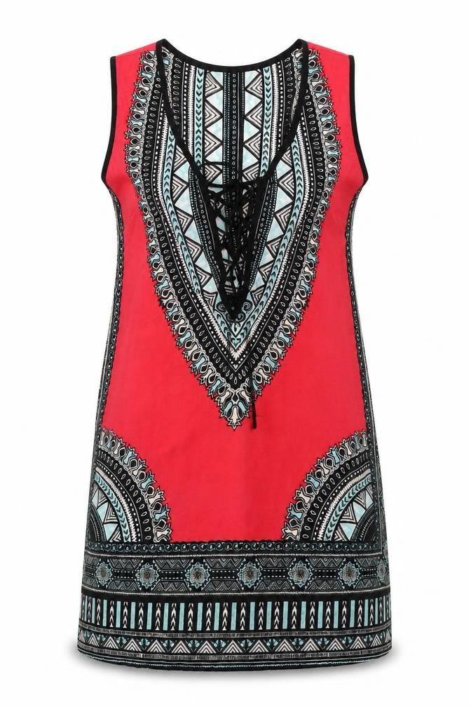 Band of Gypsies Womens Multicoloured Geometric Polyester A-Line Size M V-Neck Pullover