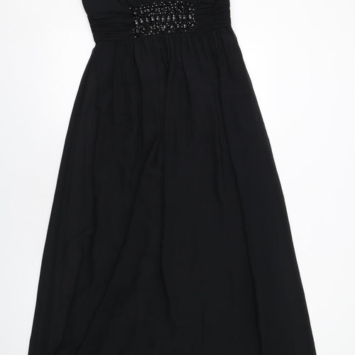 Planet Womens Black Patent Leather Maxi Size 8 V-Neck Zip