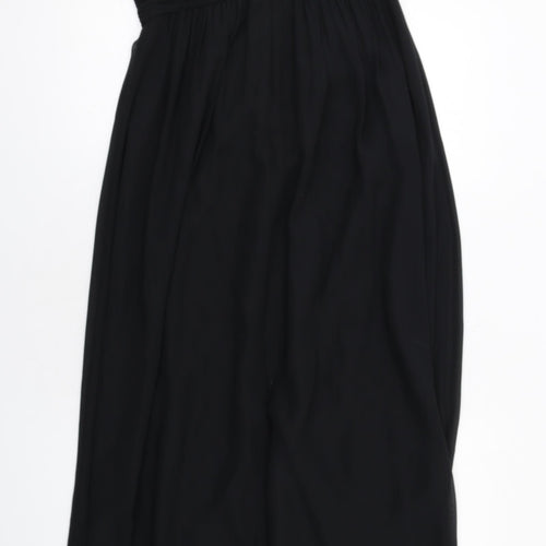 Planet Womens Black Patent Leather Maxi Size 8 V-Neck Zip