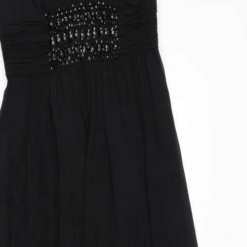 Planet Womens Black Patent Leather Maxi Size 8 V-Neck Zip