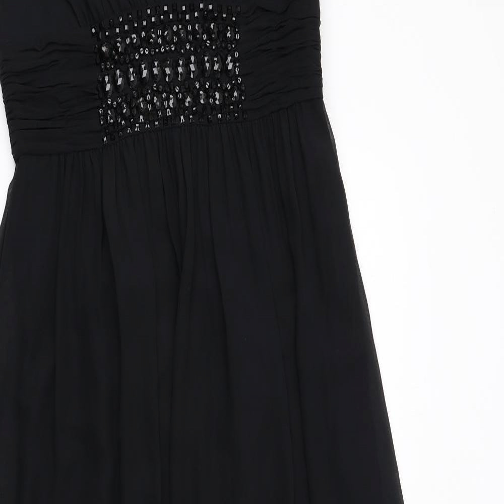 Planet Womens Black Patent Leather Maxi Size 8 V-Neck Zip