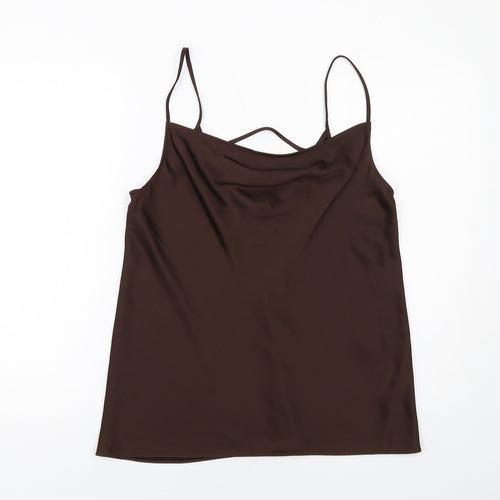 Marks and Spencer Womens Brown Polyester Camisole Tank Size 14 Cowl Neck