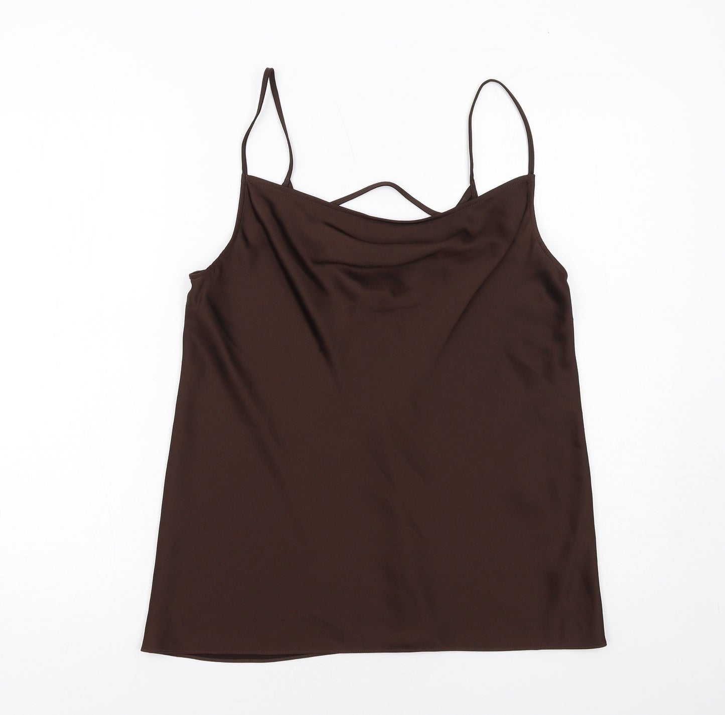 Marks and Spencer Womens Brown Polyester Camisole Tank Size 14 Cowl Neck