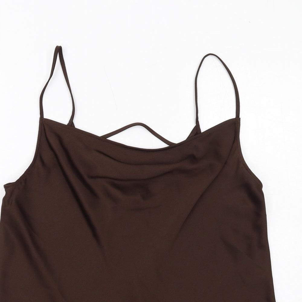 Marks and Spencer Womens Brown Polyester Camisole Tank Size 14 Cowl Neck