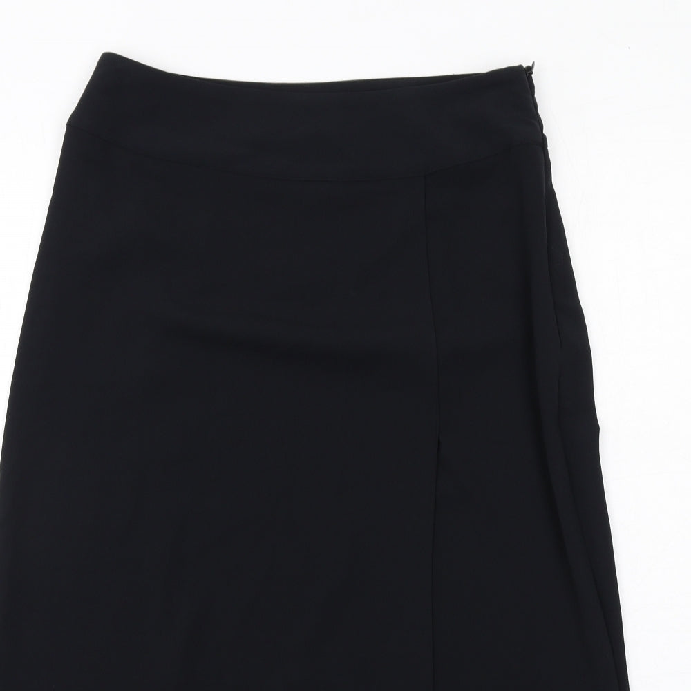 Marks and Spencer Womens Black Polyester A-Line Skirt Size 10 Zip