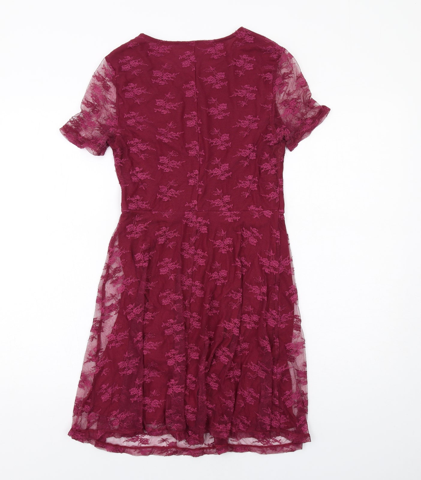 H&M Womens Pink Floral Polyamide Shift Size 10 Round Neck Pullover