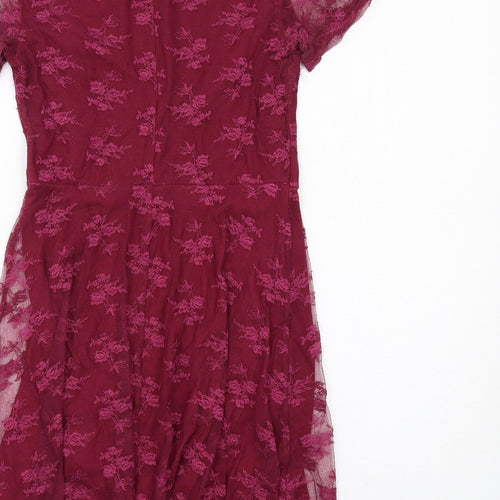 H&M Womens Pink Floral Polyamide Shift Size 10 Round Neck Pullover
