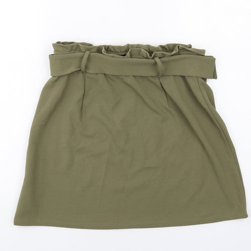 New Look Womens Green Polyester A-Line Skirt Size 12 - Belt included