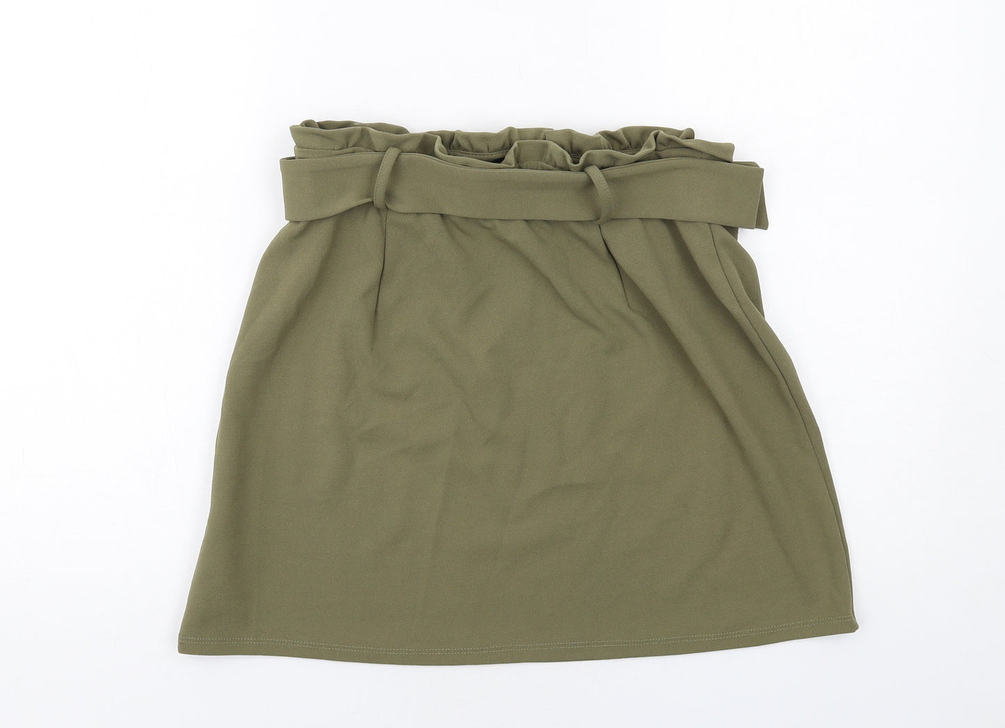 New Look Womens Green Polyester A-Line Skirt Size 12 - Belt included