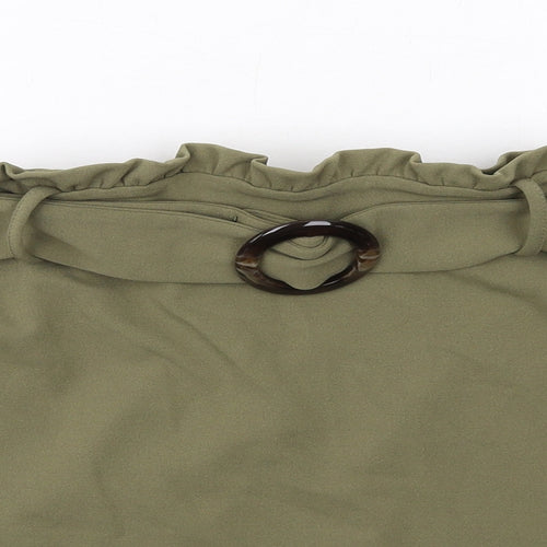 New Look Womens Green Polyester A-Line Skirt Size 12 - Belt included