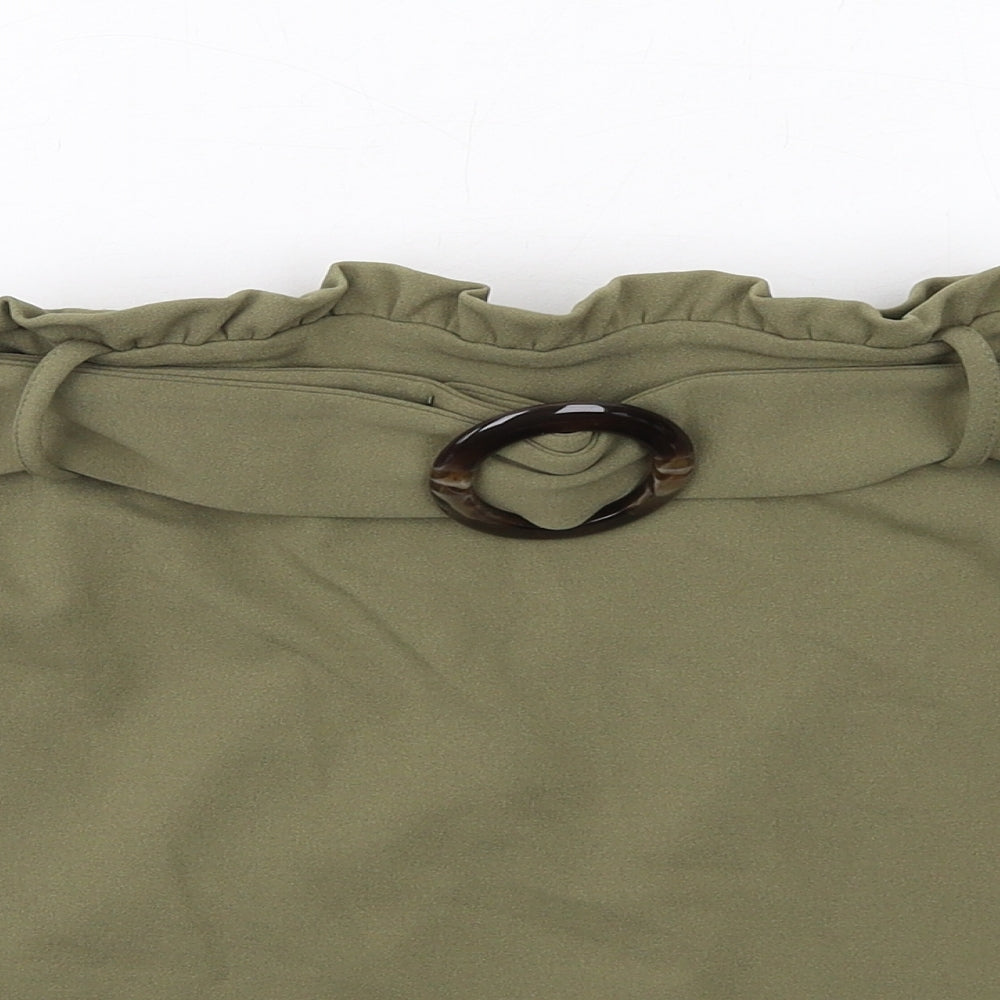 New Look Womens Green Polyester A-Line Skirt Size 12 - Belt included