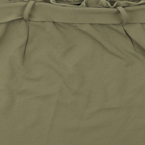 New Look Womens Green Polyester A-Line Skirt Size 12 - Belt included