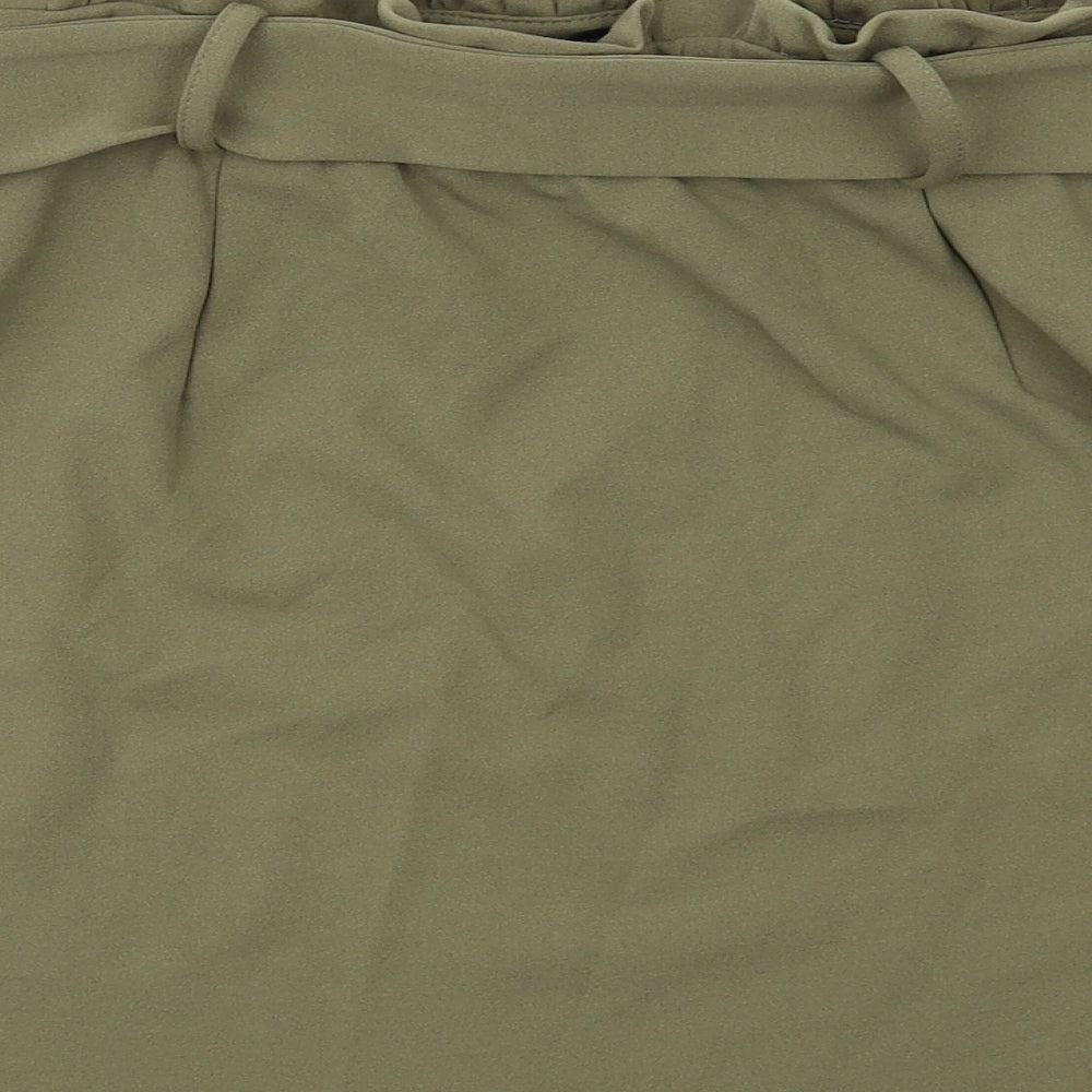 New Look Womens Green Polyester A-Line Skirt Size 12 - Belt included