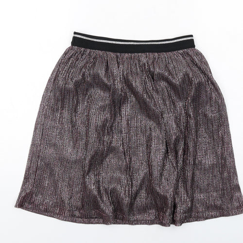 Marks and Spencer Girls Multicoloured Polyester Mini Skirt Size 11-12 Years Regular Pull On