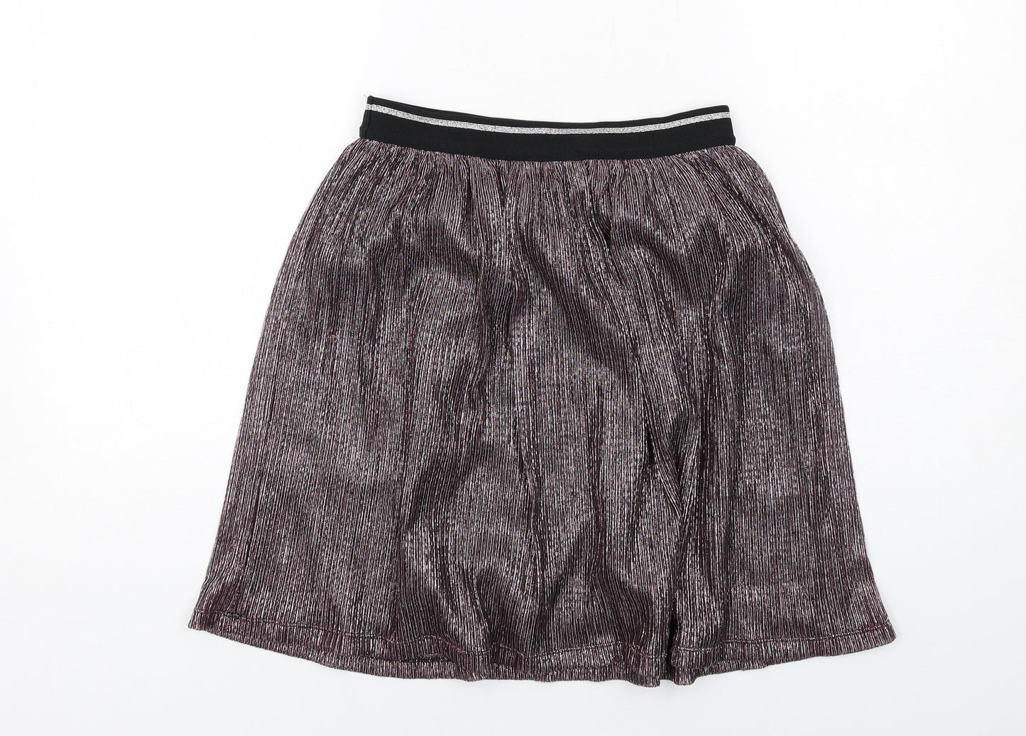 Marks and Spencer Girls Multicoloured Polyester Mini Skirt Size 11-12 Years Regular Pull On