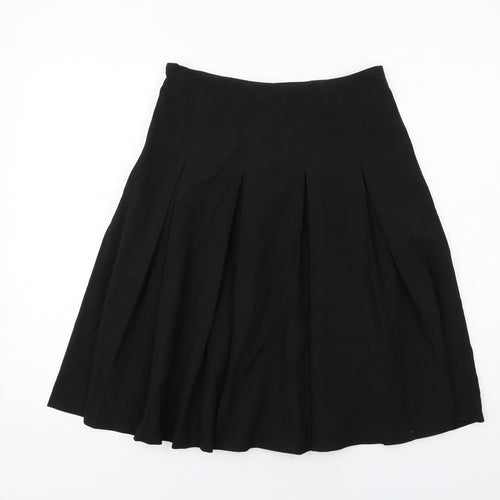 Oasis Womens Black Polyester Pleated Skirt Size 8 Zip