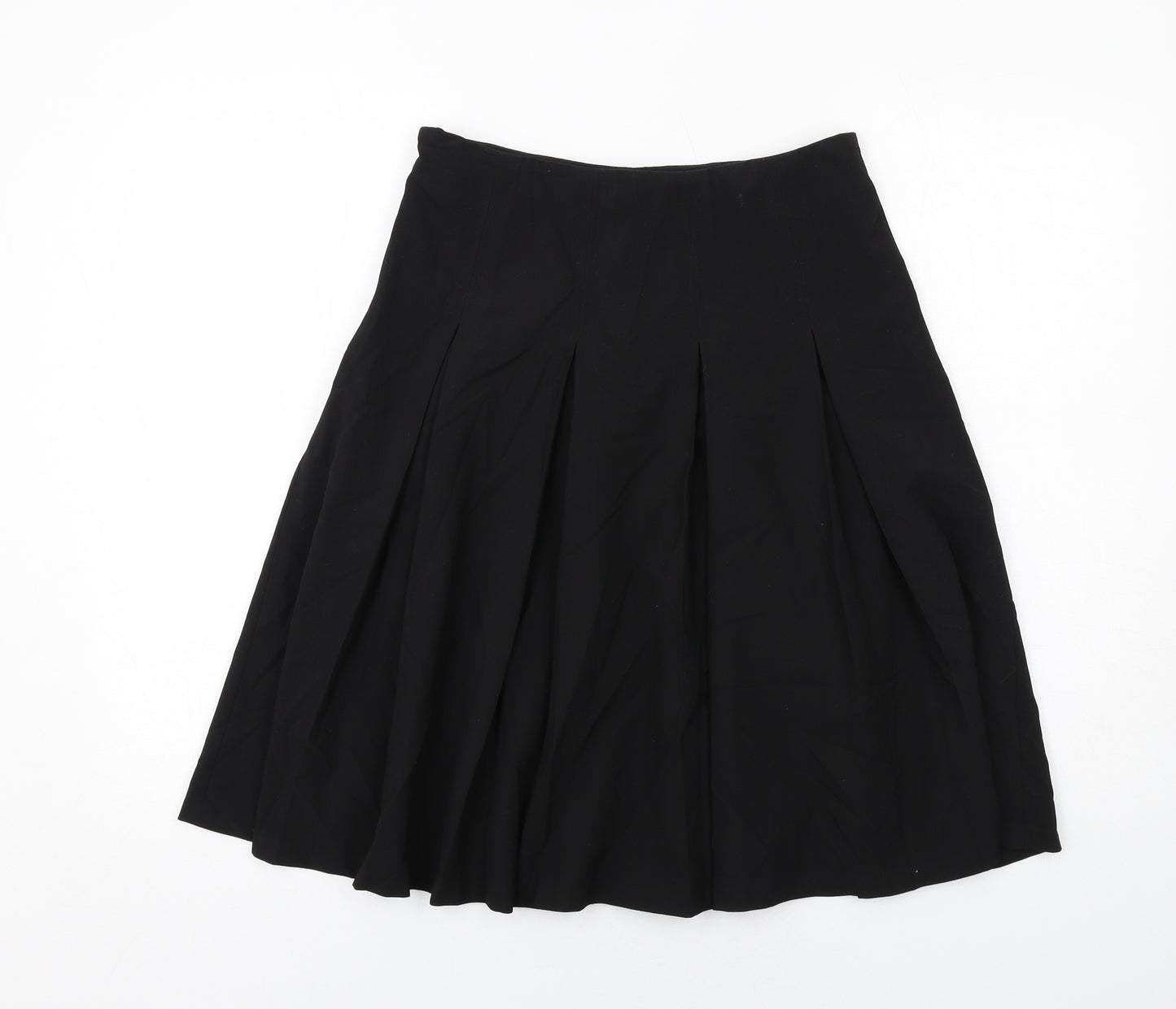 Oasis Womens Black Polyester Pleated Skirt Size 8 Zip