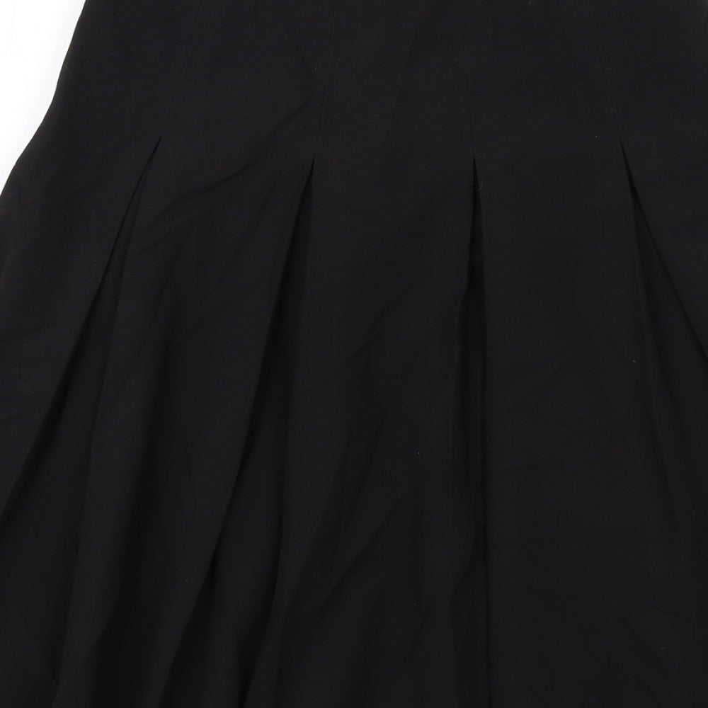 Oasis Womens Black Polyester Pleated Skirt Size 8 Zip