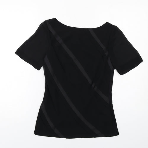 Coast Womens Black Polyester Basic T-Shirt Size 8 Round Neck