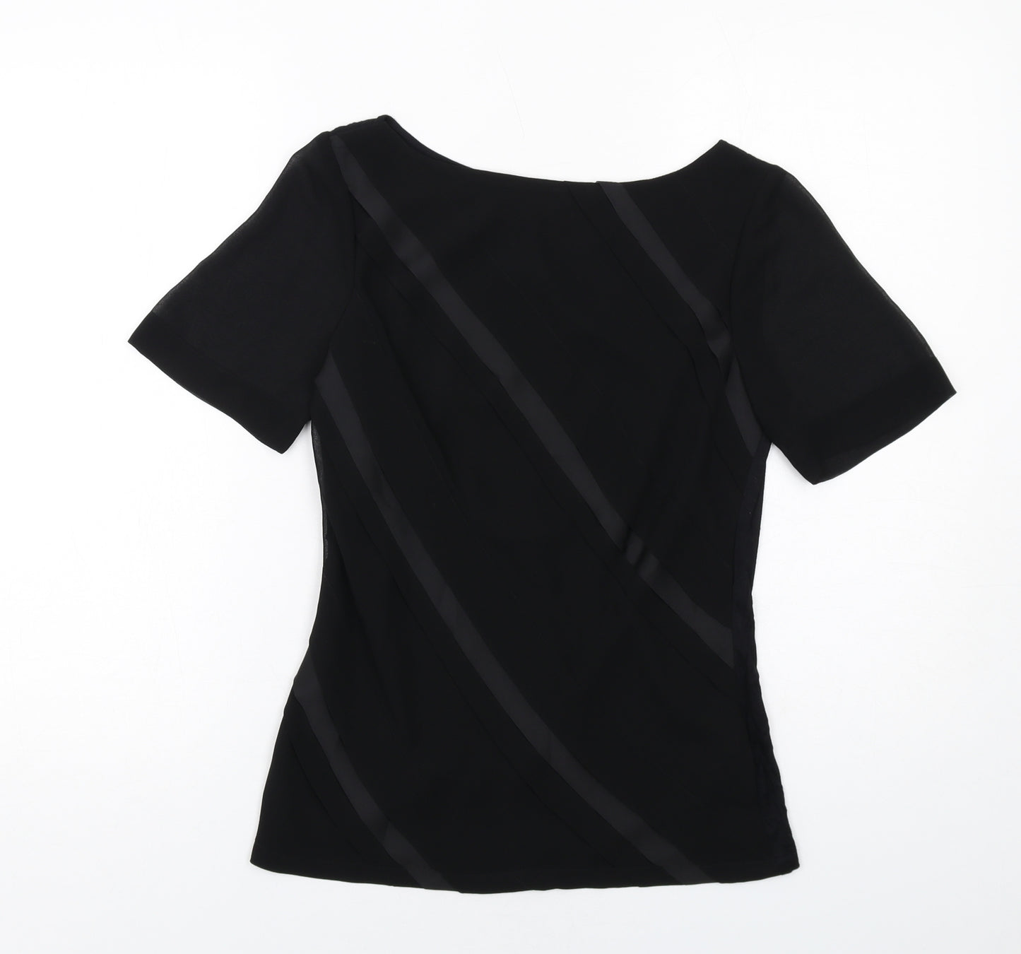Coast Womens Black Polyester Basic T-Shirt Size 8 Round Neck