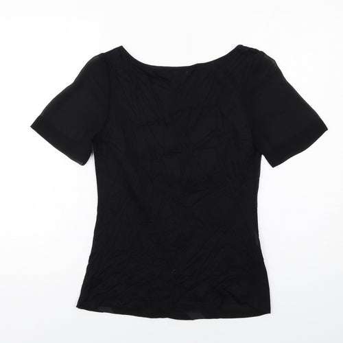 Coast Womens Black Polyester Basic T-Shirt Size 8 Round Neck