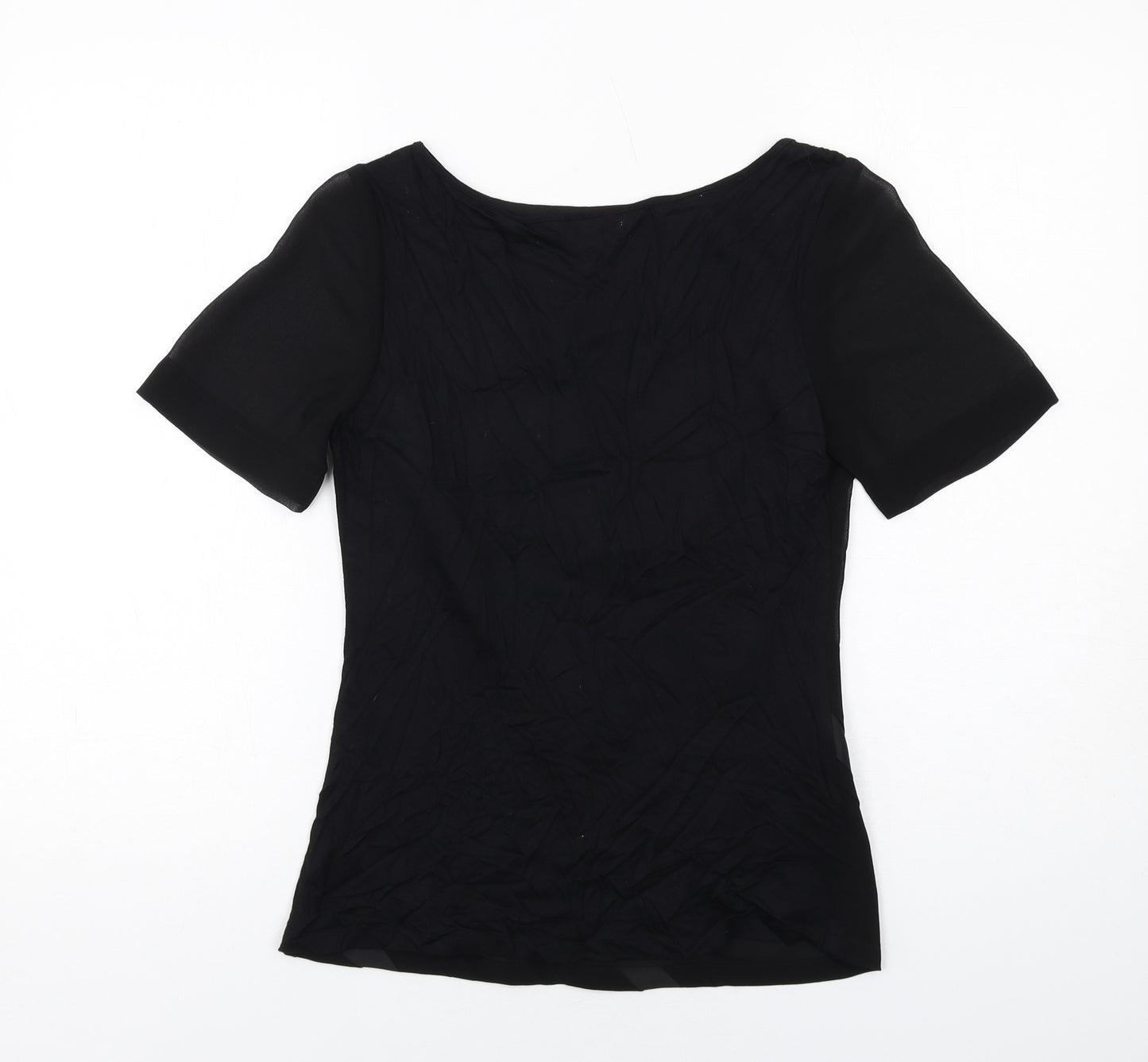 Coast Womens Black Polyester Basic T-Shirt Size 8 Round Neck