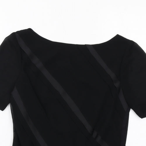 Coast Womens Black Polyester Basic T-Shirt Size 8 Round Neck