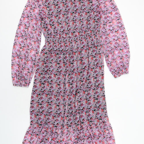 Marks and Spencer Girls Multicoloured Floral Polyester Maxi Size 14-15 Years Boat Neck Zip