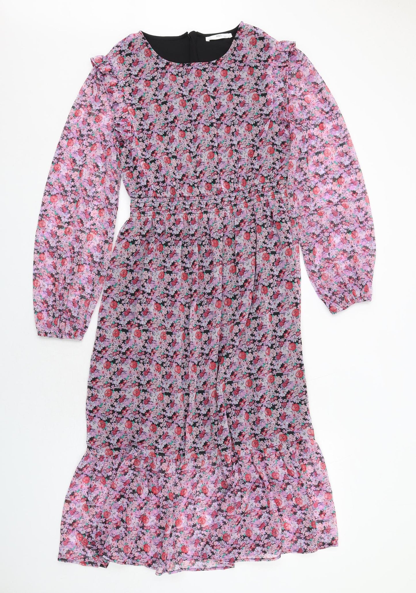 Marks and Spencer Girls Multicoloured Floral Polyester Maxi Size 14-15 Years Boat Neck Zip